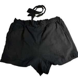 Shein Black Cotton Shorts With Front Tie Size Large Pre-owned